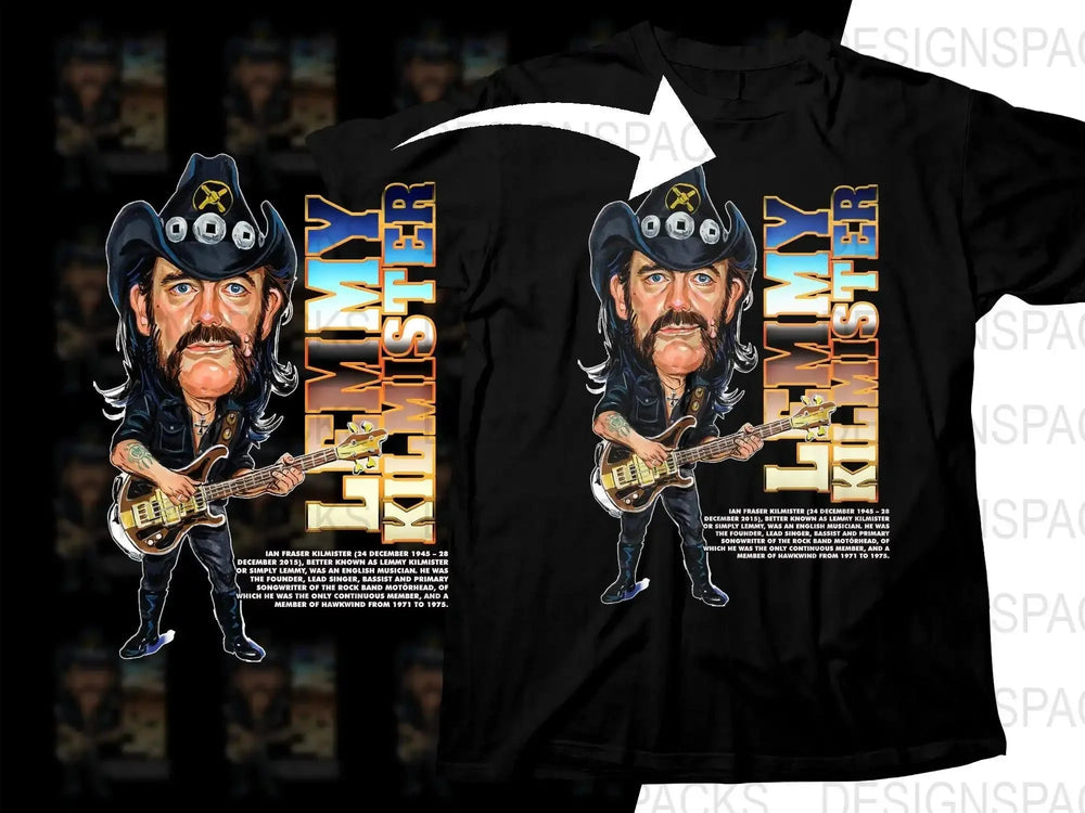 Caricature of Lemmy Kilmister Cartoon Png Digital Download