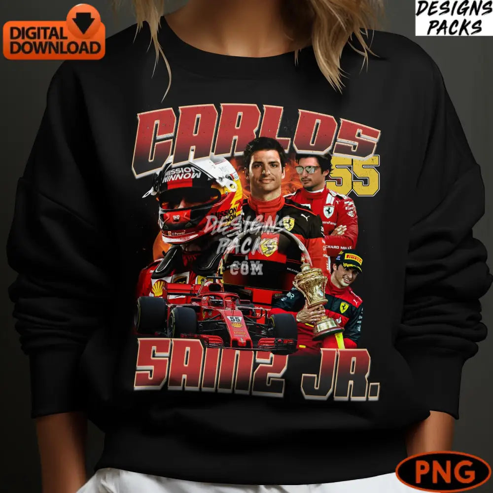Carlos Sainz Jr. Ferrari F1 Digital Instant Download Racing Fan Gift Vibrant Png File