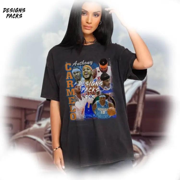 Carmelo Anthony Vintage Basketball For Him New York 90S Bootleg Png Design