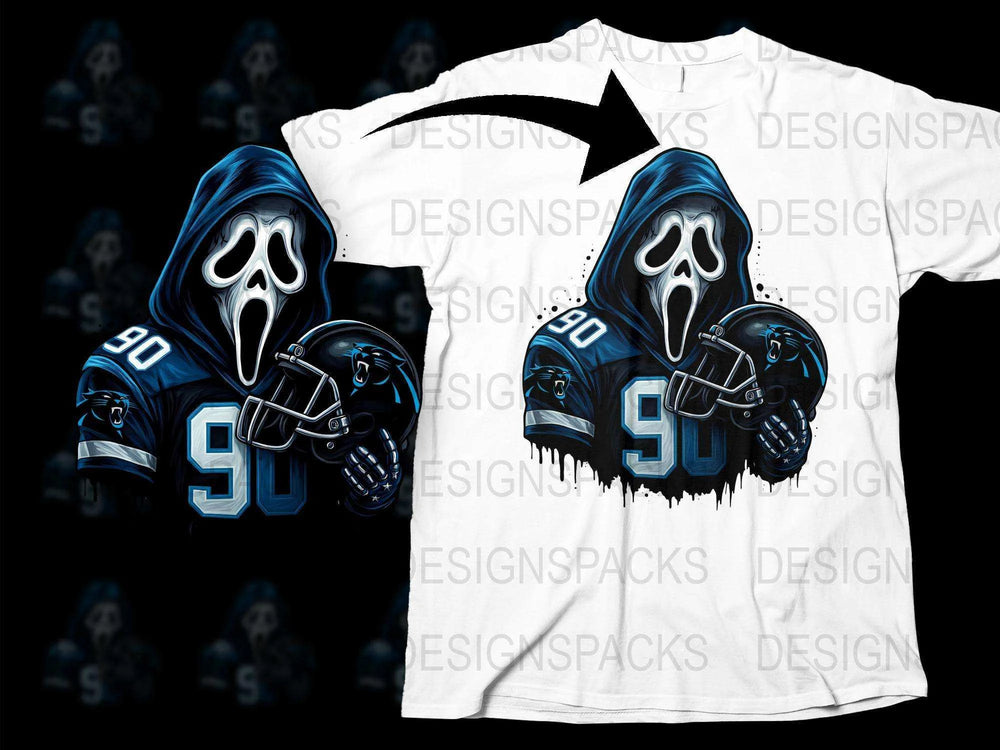 Ghost Face Football Jersey T-shirt, Scary Sports Fan Gear, Adult Unisex Halloween Costume Apparel