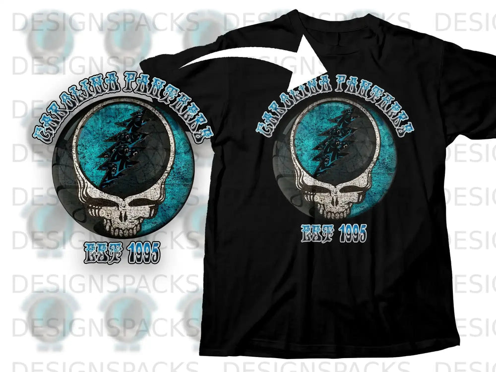 Carolina Panthers EST 1995 Skull Graphic T-Shirt
