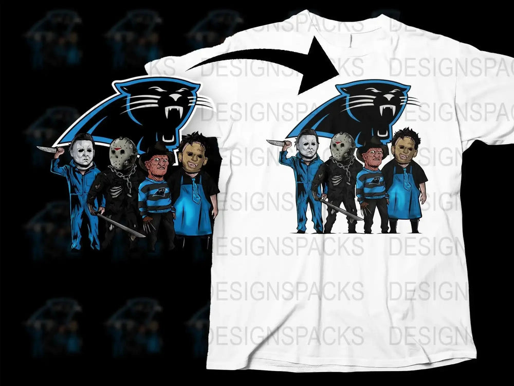 Carolina Panthers Horror Characters Graphic Png Digital Download