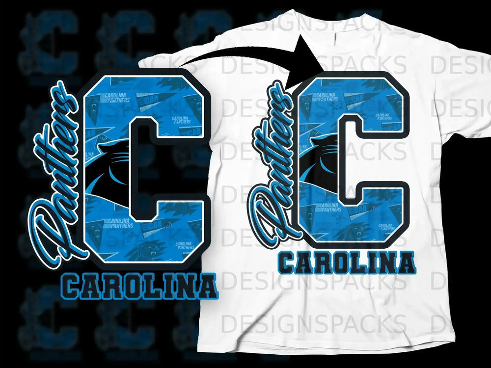 Carolina Panthers C Letter Design Football T-Shirt