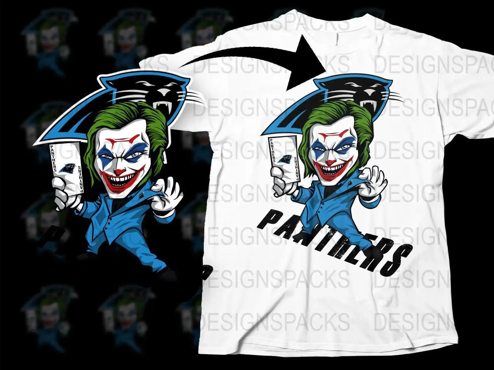 Carolina Panthers Joker Holding Ace Fan Art Png Digital Download
