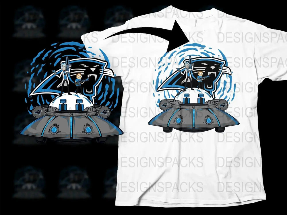 Carolina Panthers Rick and Morty Crossover Graphic Png Digital Download