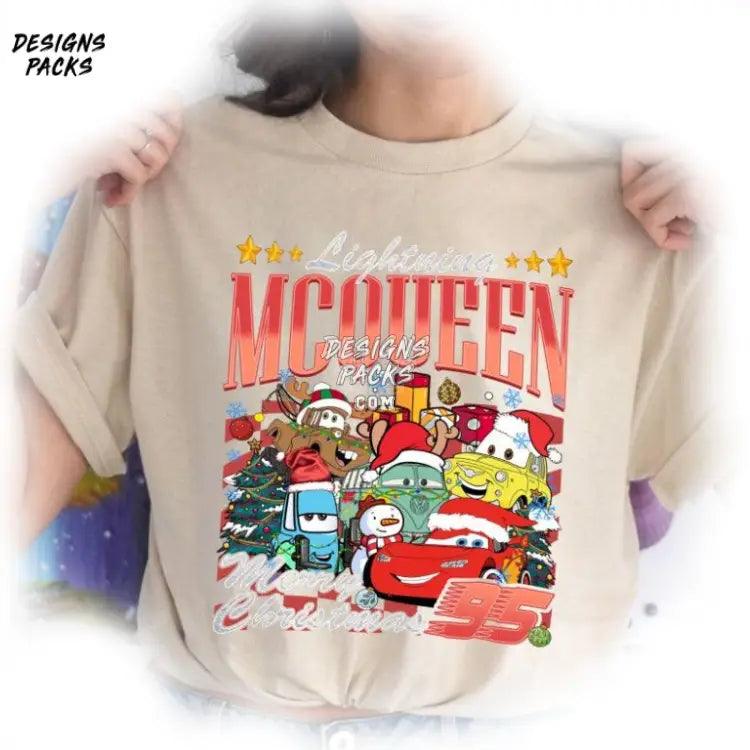 Cars Christmas Mcqueen Xmas Retro Cartoon Lightning Png Design