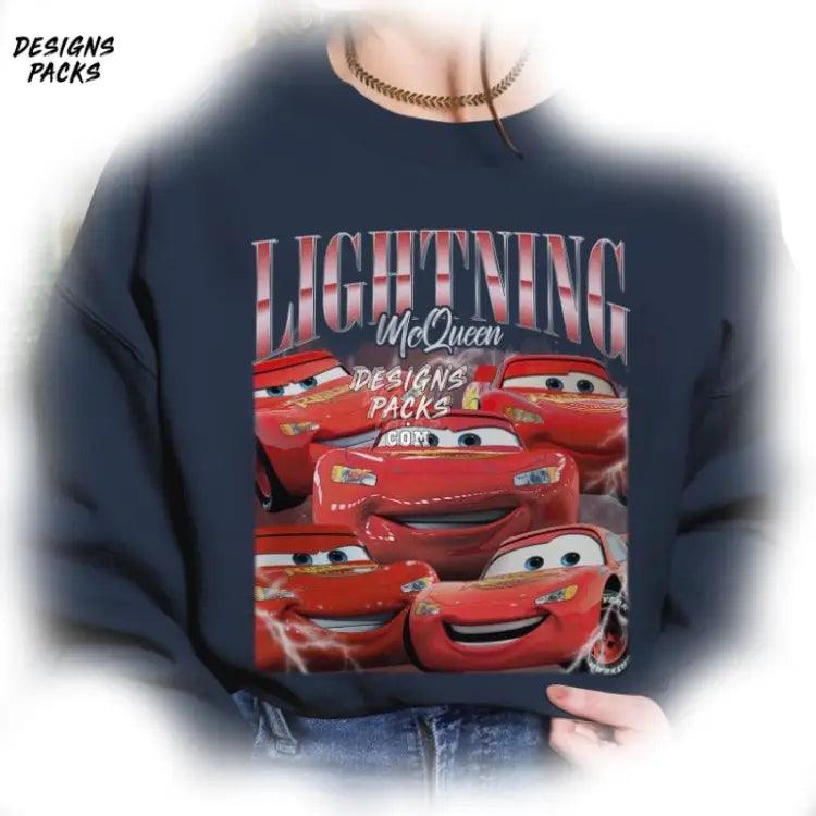 Cars Homage Tv Cartoon Lightning Mcqueen Vintage Graphic Png Design