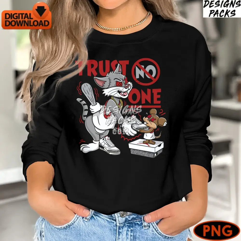 Cartoon Cat And Mouse Trust No One Digital Art Funny Animated Character Png Download