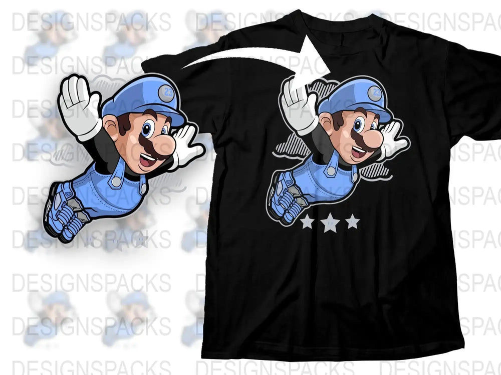 Cartoon Character Flying Over Stars Graphic Png Digital Download