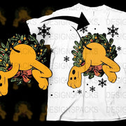 Festive Dinosaur T-Shirt Christmas Wreath Holiday Graphic Tee Snowflakes Design Kids and Adults Tops