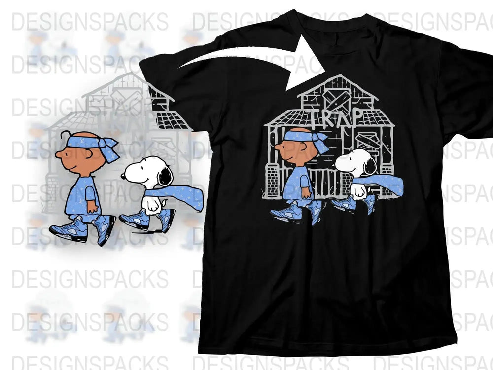 Cartoon Characters Walking by Trap House Png Digital Download