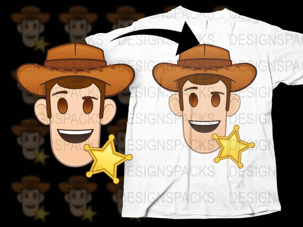 Cartoon Cowboy Sheriff Emoji Graphic Png Digital Download