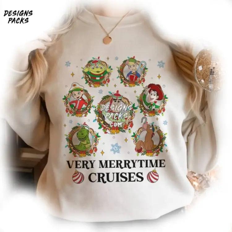 Cartoon Cruise Line Christmas Family Land Png Design