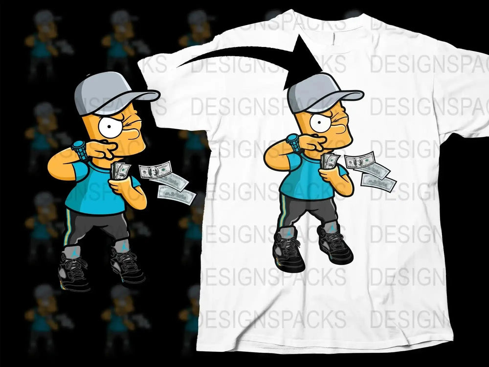 Cartoon Dollar Counting StreetWear Png Digital Download