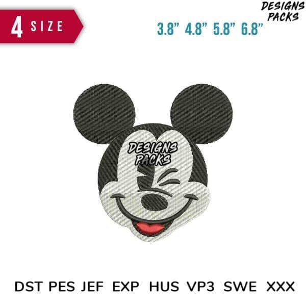 Mickey Mouse embroidery design in 4 sizes, PES DST JEF formats for instant download