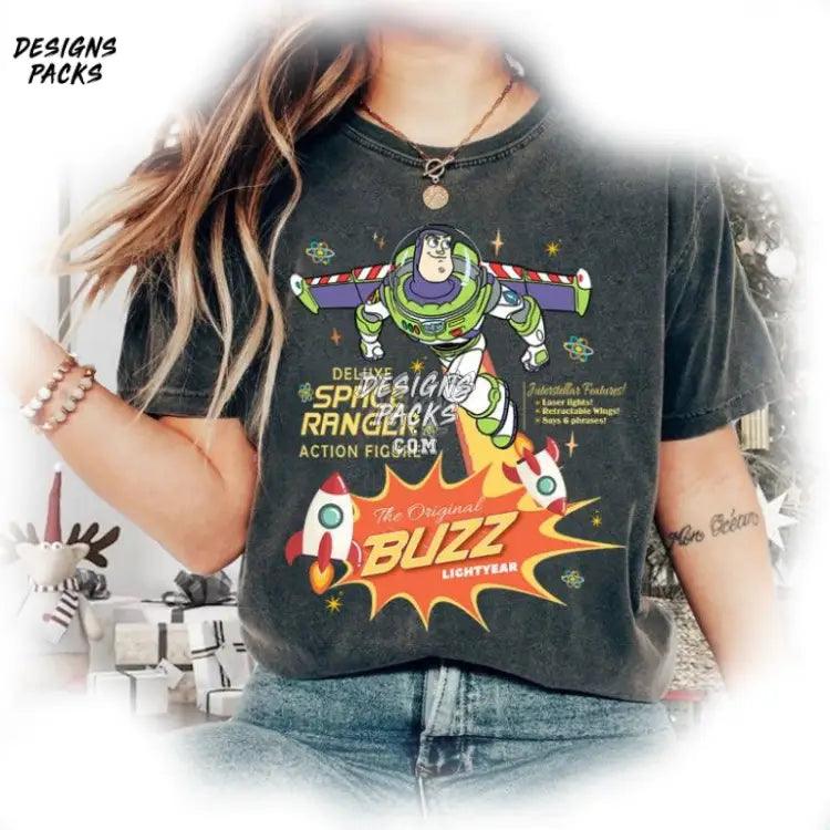 Cartoon Family Matching Land Trip Outfits Toy Story Buzz Lightyear Comic Retro Png Design