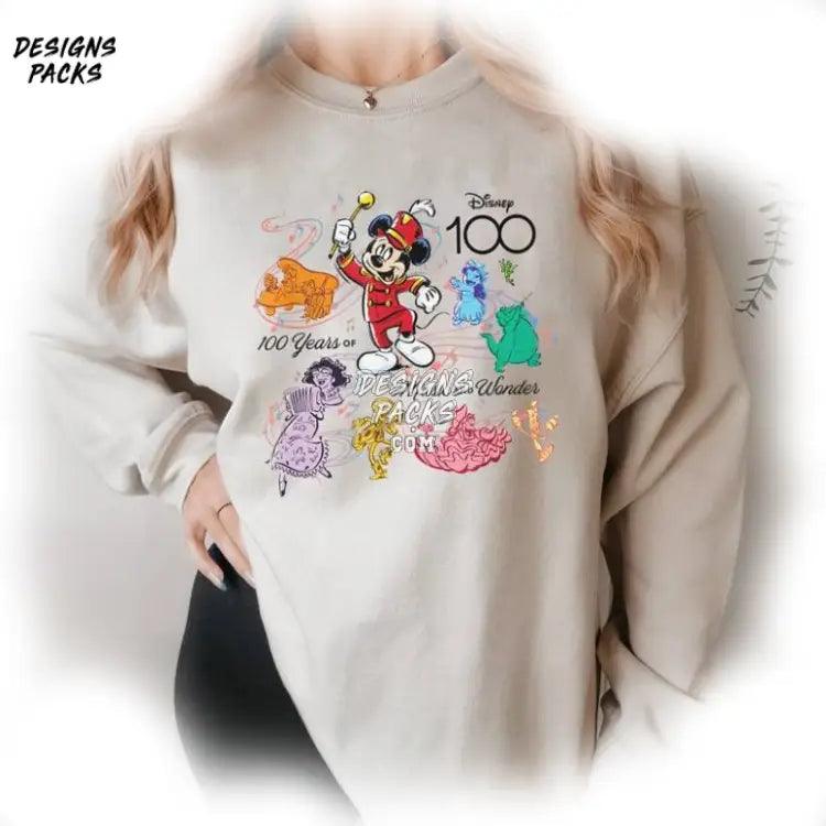 Cartoon Land 100 Years Of Wonder Sublimation Mickey And Friends Music Png Design