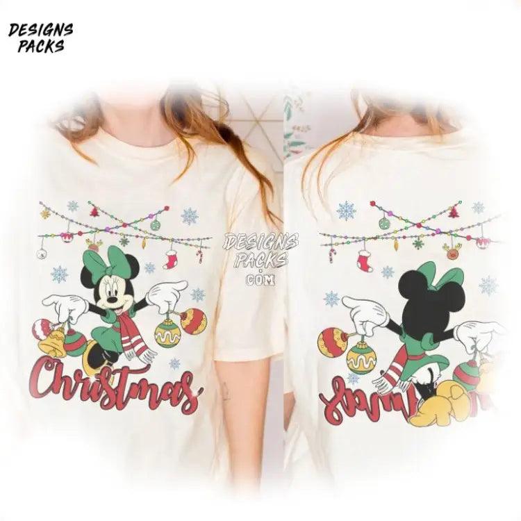 Cartoon Land Christmas Mickey’s Very Merry Party Vintage Minnie Ornament Png Design