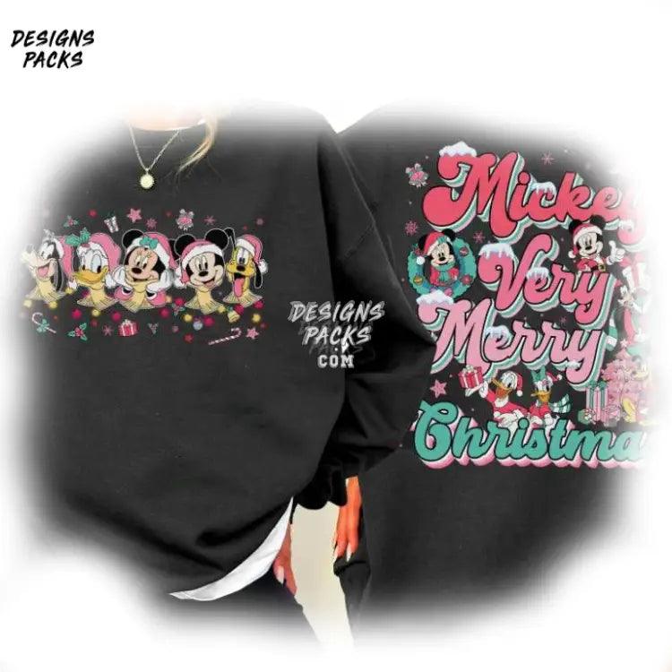 Cartoon Land Christmas Wdw Trip Two - Sided Mickey And Friends Pink Png Design