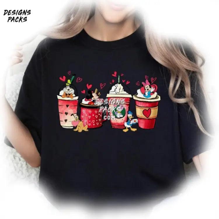 Cartoon Land Drink Valentine Valentines Coffee Mickey And Friends Latte Png Design