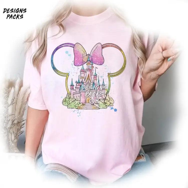 Cartoon Land Girl Vacation Princess Christmas Watercolor Mickey Castle Png Design