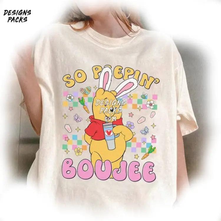 Cartoon Land Happy Easter Day Winnie The Pooh So Peeping Boujee Bear Bunny Png Design