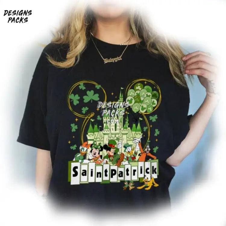 Cartoon Land Mickey Irish Four Leaf Clover And Friends St Patricks Day Png Design