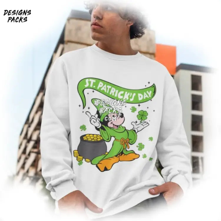 Cartoon Land Mickey Irish Four Leaf Clover Mouse St Patricks Day Png Design