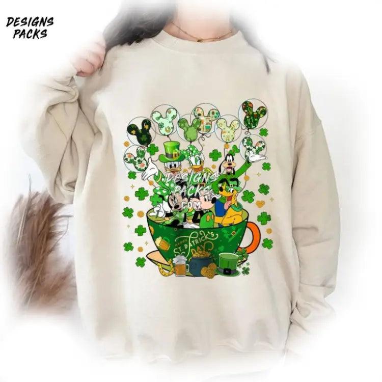 Cartoon Land Mickey Leaf Clover Mouse And Friends Saint Patrick’s Day Coffee Cup Png Design