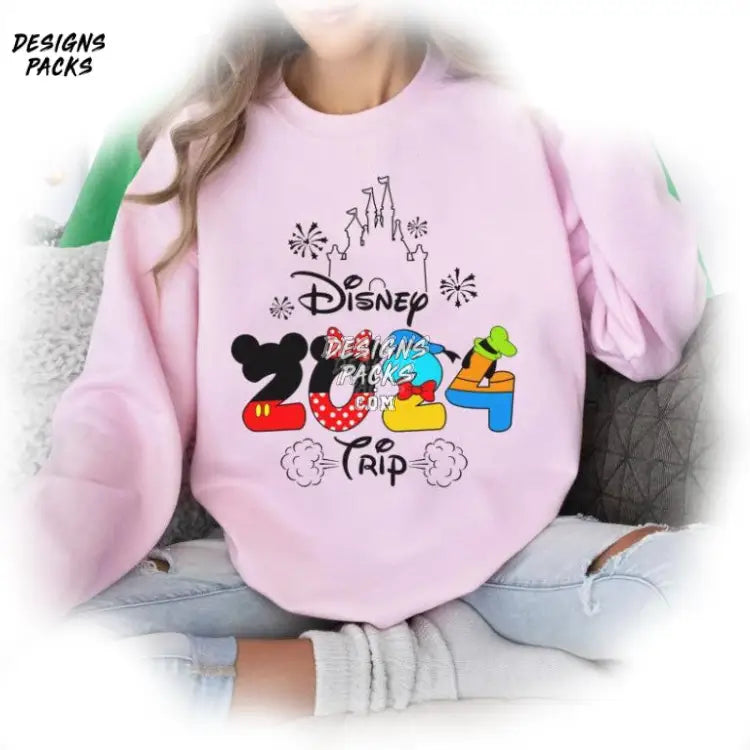 Cartoon Land New Year 2024 Girl Trip Matching Mickey & Friends Png Design