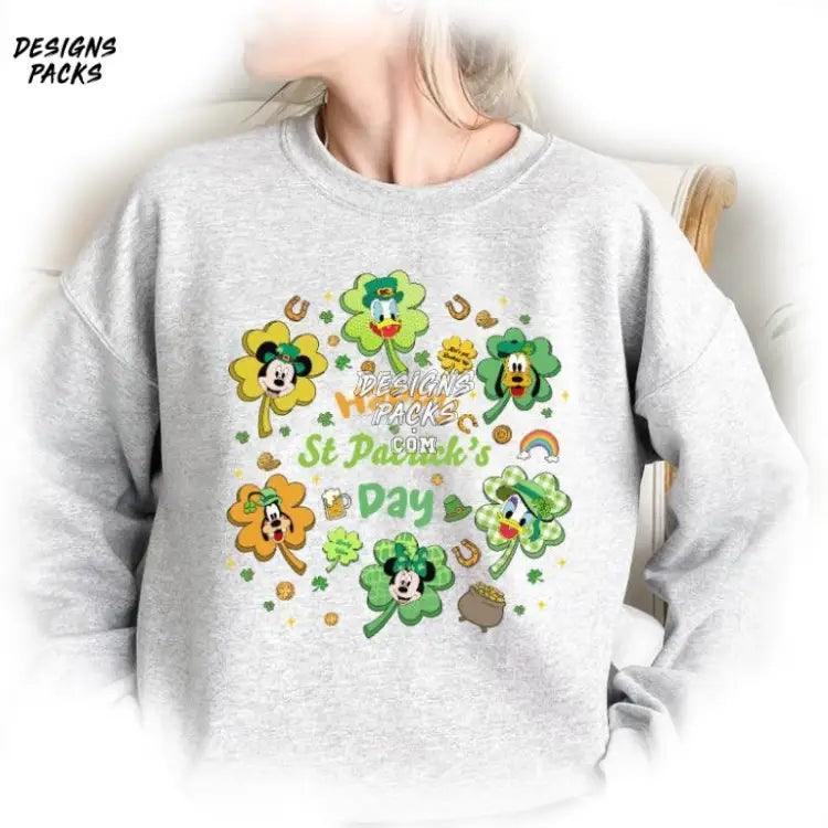 Cartoon Land Saint Patrick’s Day Lucky Vibes Mickey Minnie Happy Feeling Png Design