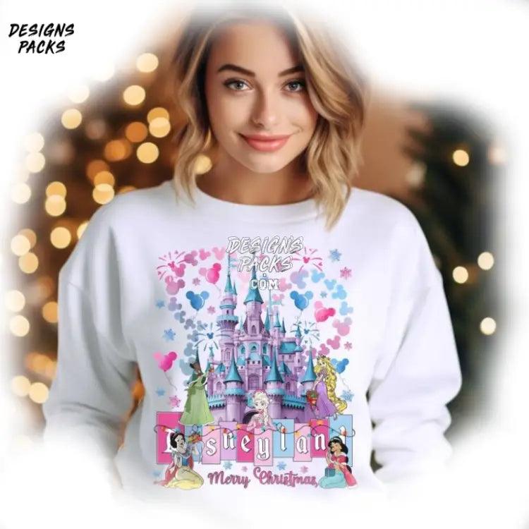 Cartoon Land Watercolor Castle Xmas Walt World Princess Merry Christmas Png Design