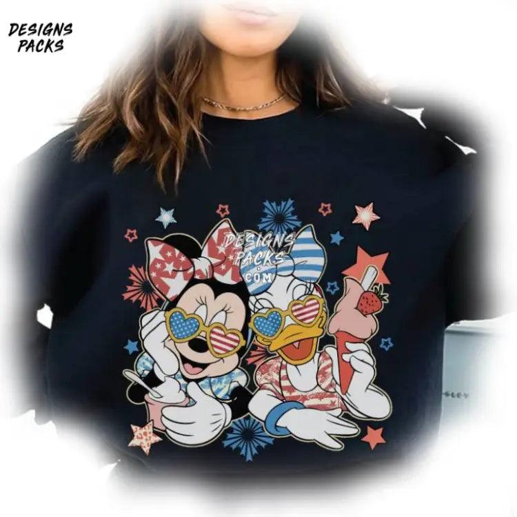 Cartoon Magic Kingdom Minnie And Daisy 4Th Of July Png Design