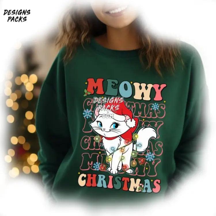 Cartoon Meowy Christmas Santa Marie Land Aristocats Lights Png Design