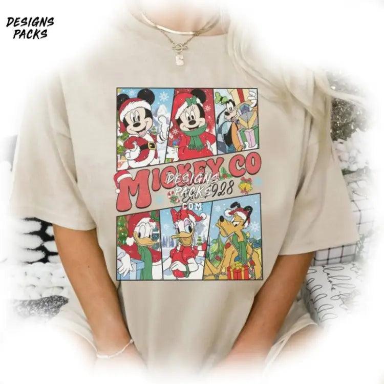 Cartoon Mickey And Friends Christmas Family Vintage Land Png Design