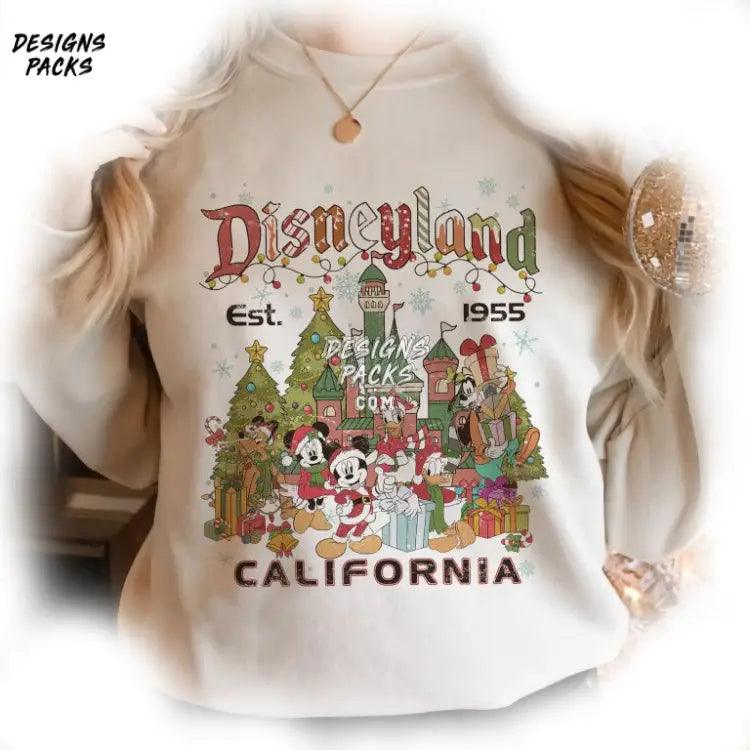 Cartoon Mickey And Friends Christmas Land California Est 1955 Png Design