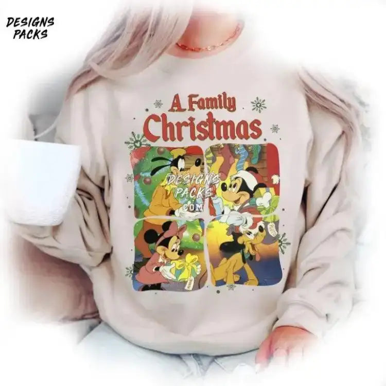 Cartoon Mickey And Friends Merry Christmas Family Vintage Land Mickey’s Carol Png Design