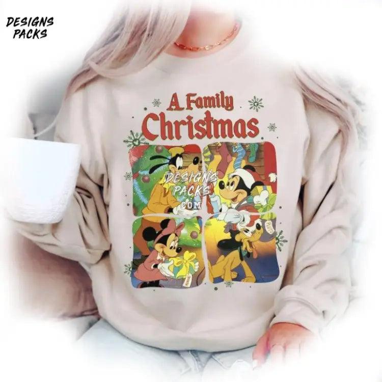 Cartoon Mickey And Friends Merry Christmas Family Vintage Land Mickey’s Carol Png Design