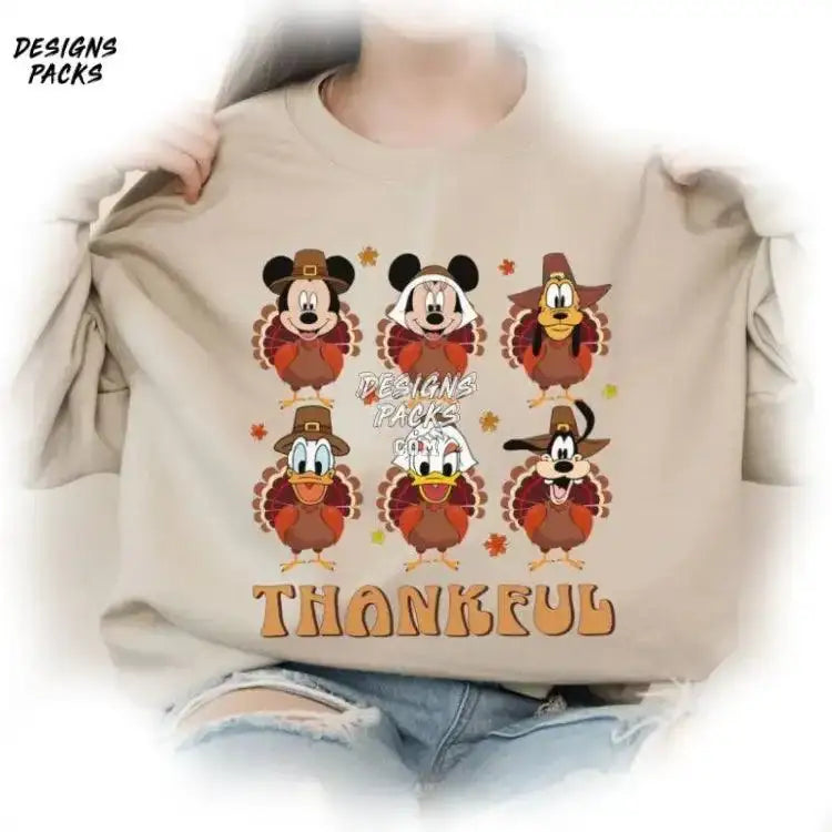 Cartoon Mickey And Friends Thanksgiving Happy Land Thankful Png Design