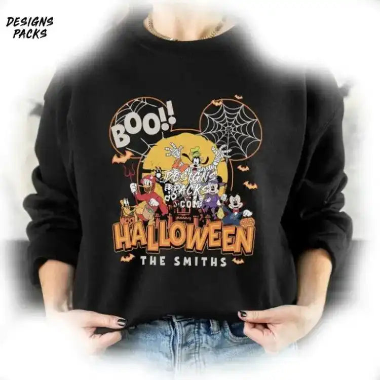 Cartoon Mickey & Friends Halloween Not So Scary Land Custom Family Sublimation Png Design