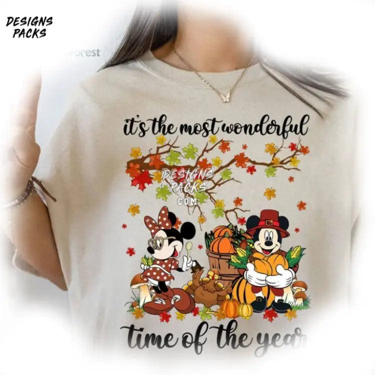 Cartoon Mickey Thanksgiving Fall Autumn Land It’s The Most Wonderful Time Of Year Png Design