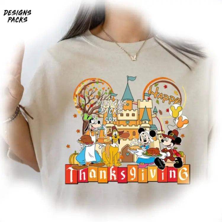 Cartoon Mickey Thanksgiving Land Castle Happy Png Design