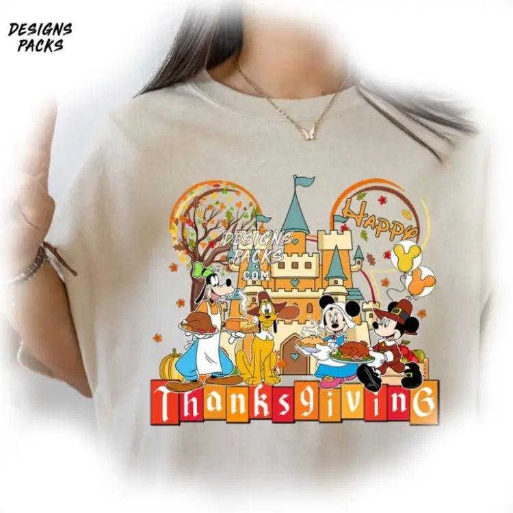Cartoon Mickey Thanksgiving Land Castle Happy Png Design