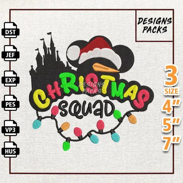 Cartoon Mouse Christmas Squad Embroidery Design