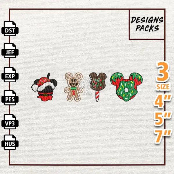 Cartoon Mouse Cookie Xmas Embroidery Design