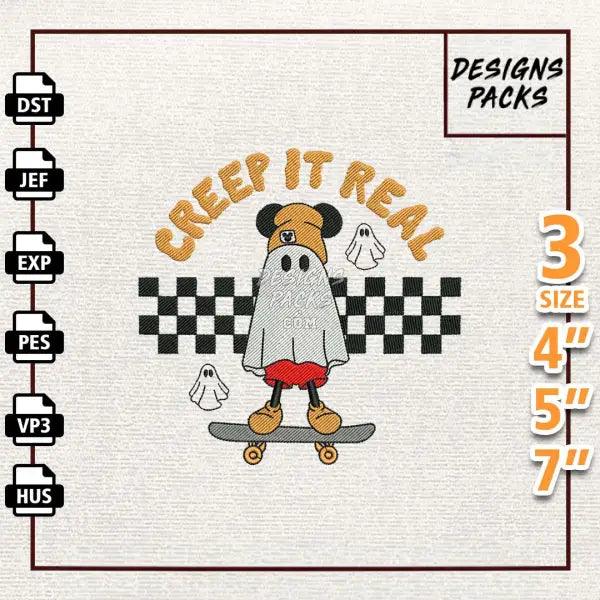 Cartoon Mouse Creep It Real Embroidery Design