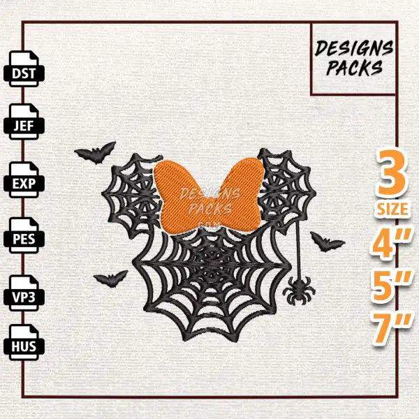 Cartoon Mouse Spider Web Embroidery Design