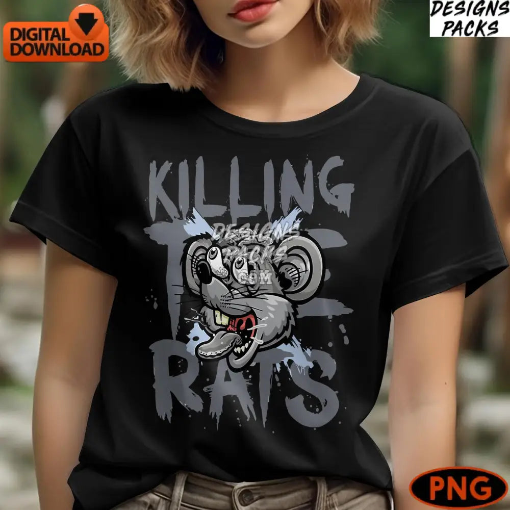 Cartoon Rat Graphic Killing Rats Illustration Bold Urban Street Art Instant Download Png
