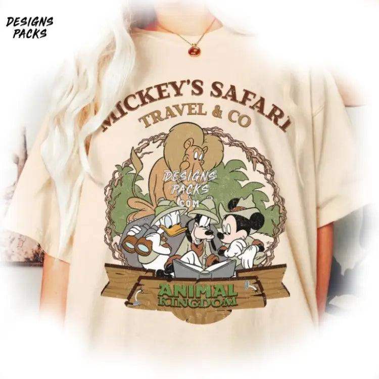 Cartoon Safari Trip World Mickey And Friend Vintage Animal Kingdom Png Design