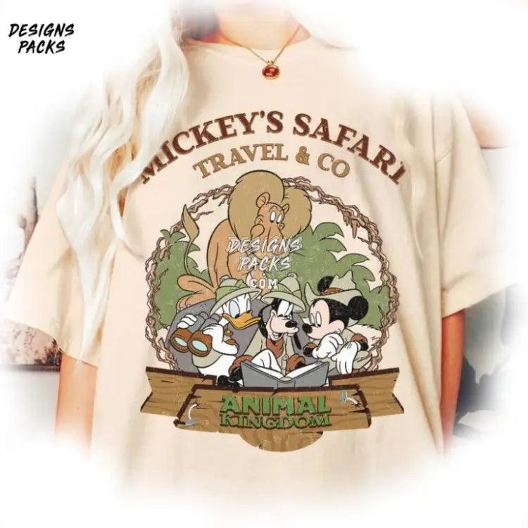 Cartoon Safari Trip World Mickey And Friend Vintage Animal Kingdom Png Design